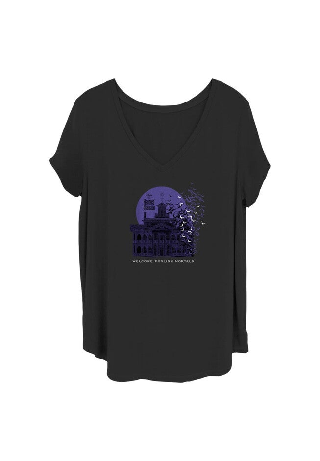 Mansion Bats Welcome V-Neck T-Shirt, BLACK, hi-res image number null