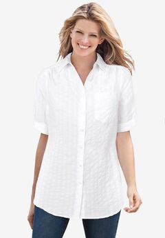 Short-Sleeve Button Down Seersucker Shirt