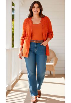 Cotton Cable Knit Cardigan Sweater