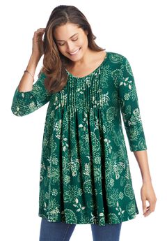 V-Neck Pintucked Tunic