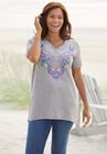 Embroidered V-Neck Tunic, , alternate image number null