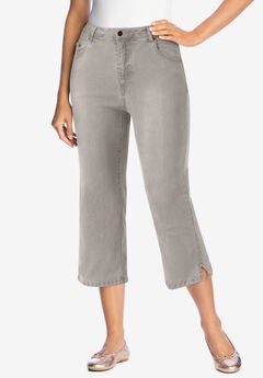 Stretch Denim Five-Pocket Capri Jeans