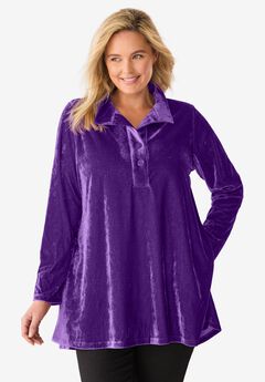 Velour Henley Swing Tunic