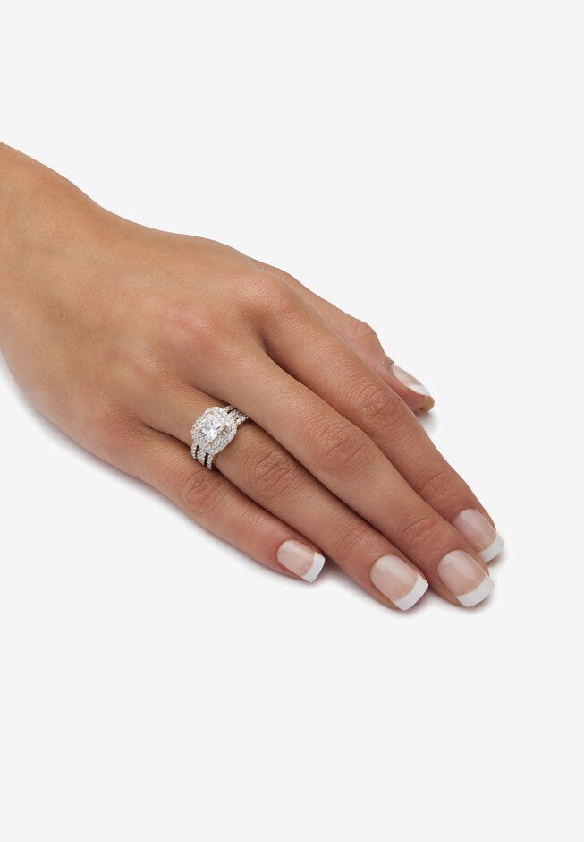 Cubic Zirconia Princess-Cut Bridal Ring Set in Gold over Silver, , alternate image number 2