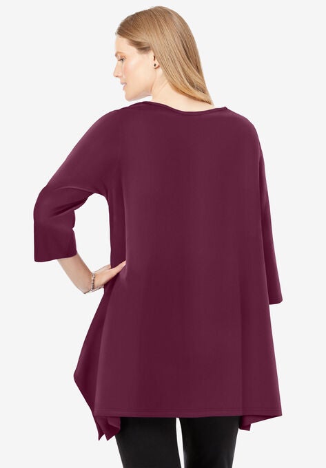 French Terry Handkerchief Hem Tunic, , on-hover image number null