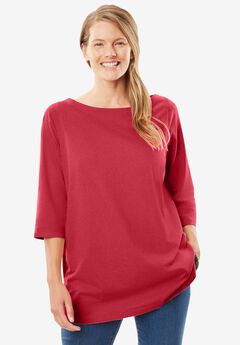 Perfect Three-Quarter Sleeve Boatneck Tee