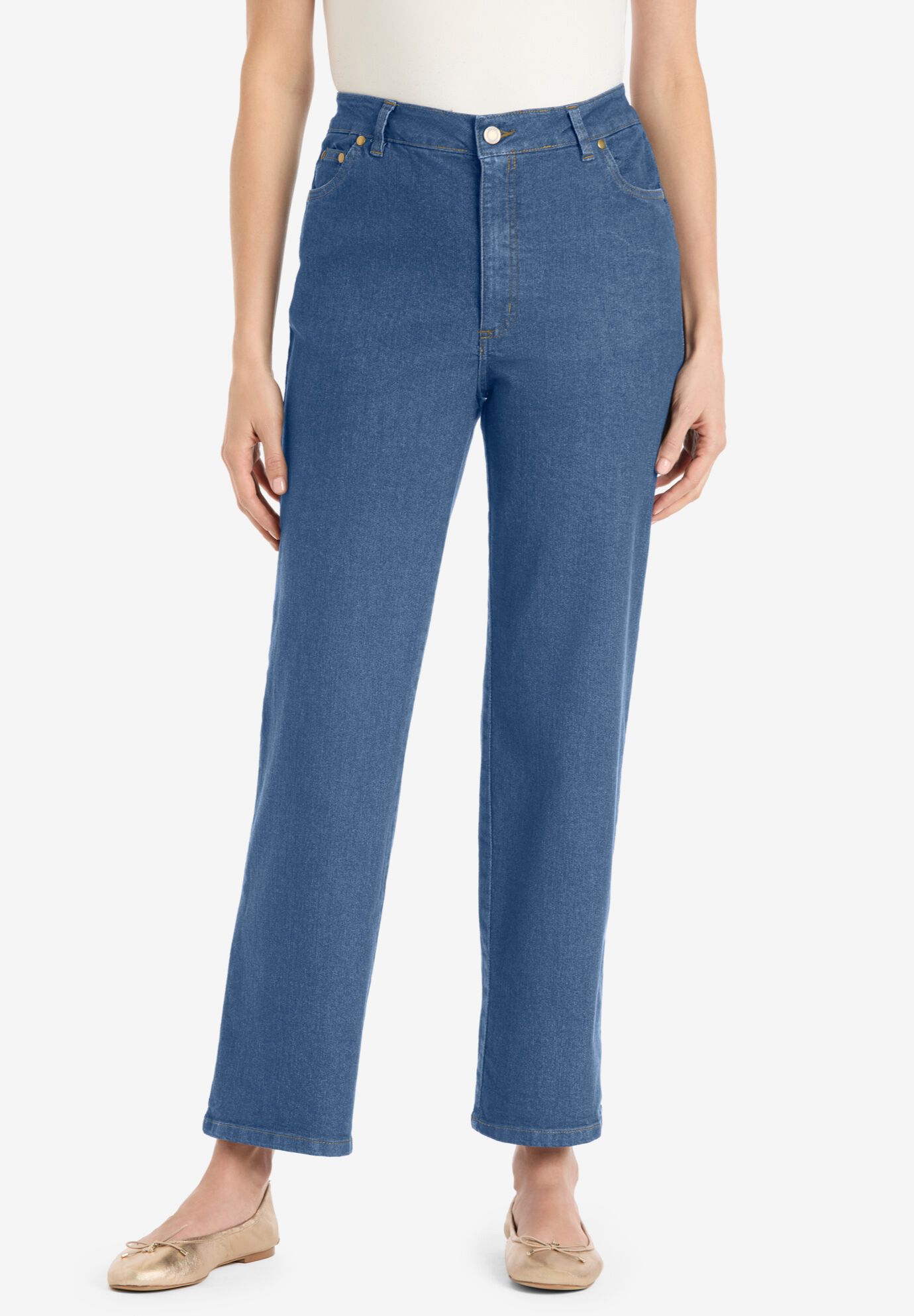NEW Womens Denim Blue Jeans Plus Size 24 Average Pants Stretch Relaxed 5 Pockets