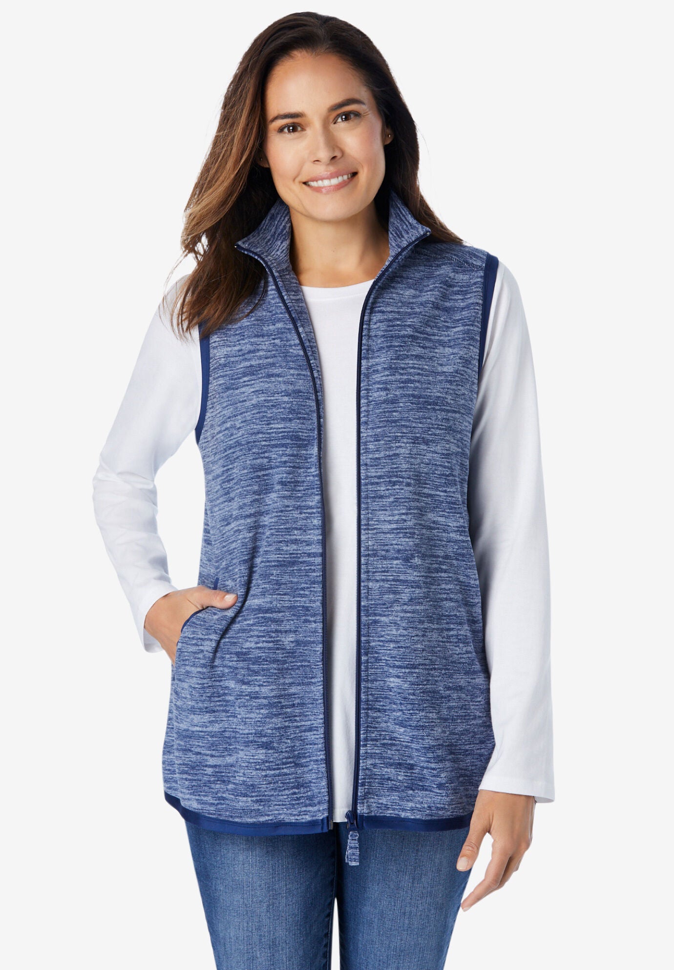 Viscose Blend Fitted Vest with Faux Welt Pockets | Tailored Women’s Vest Australia