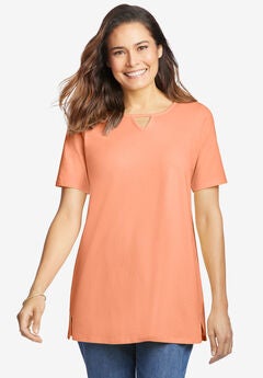 Perfect Short-Sleeve Keyhole Tee