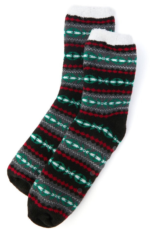 Sweater Double-Layer Slipper Socks, BLACK, hi-res image number null