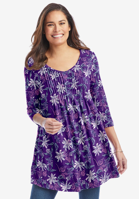 V-Neck Pintucked Tunic | Woman Within