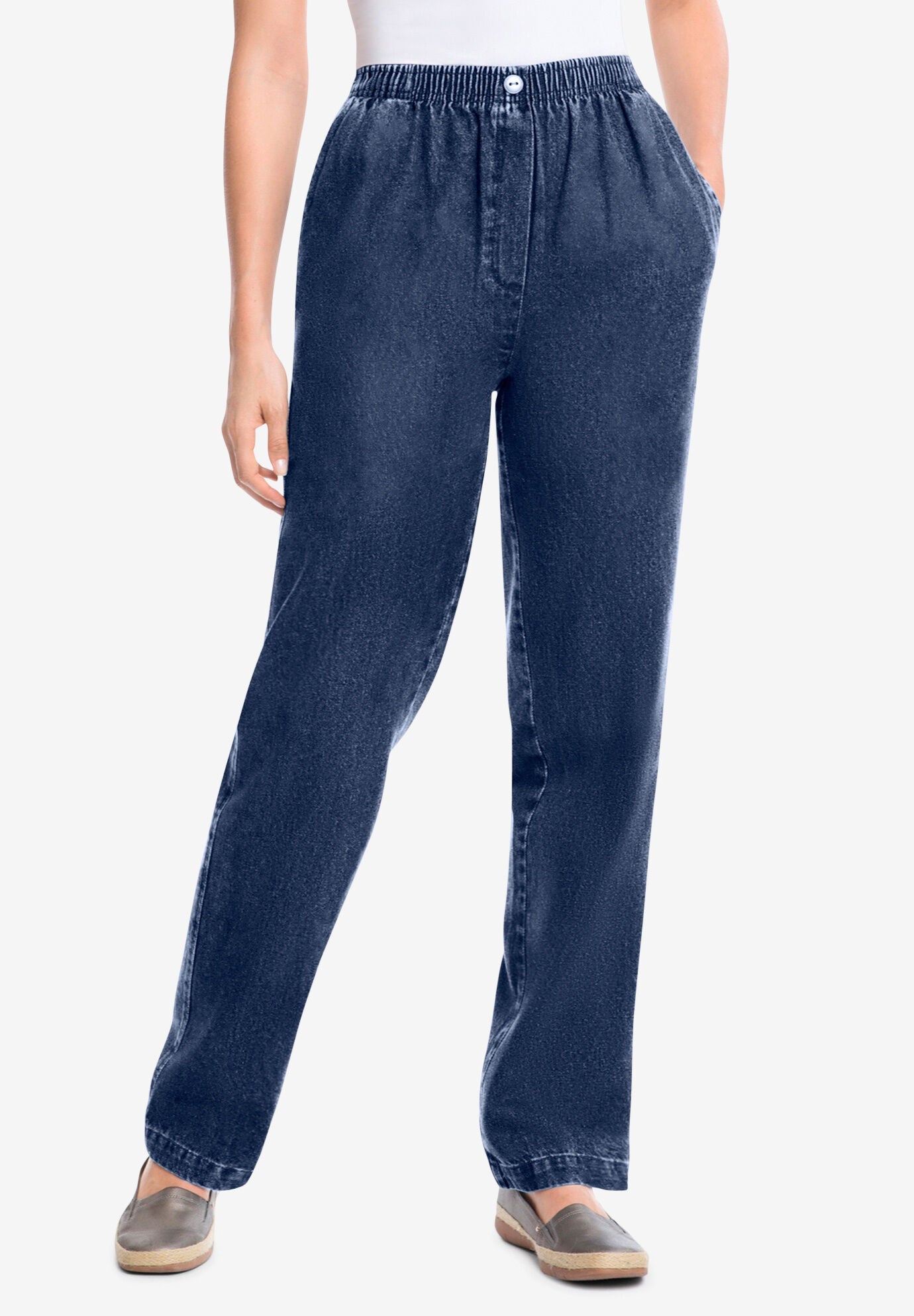 7Day StraightLeg Jean with Elastic Waistband, Indigo Woman Within
