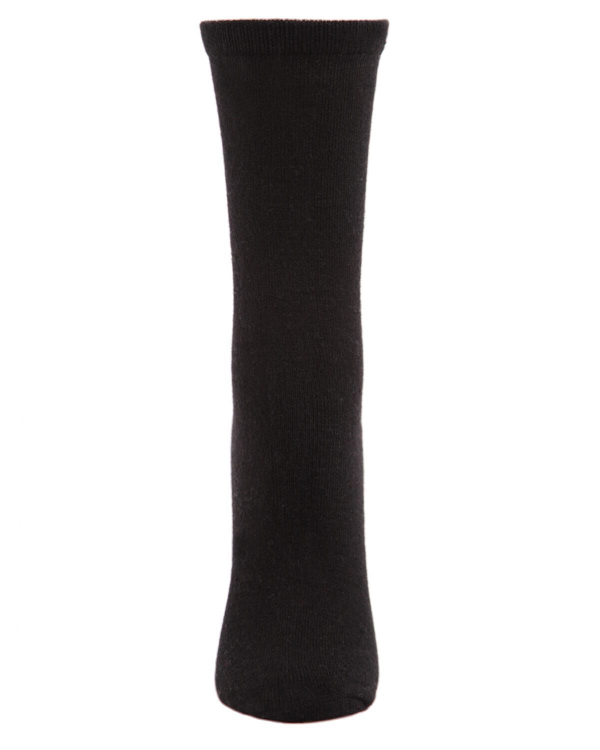 Women&#39;s Solid Soft Flat Knit Cashmere Blend Crew Sock, BLACK, alternate image number 1