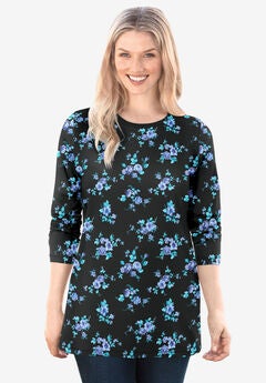 Perfect Printed Long-Sleeve Crewneck Tee