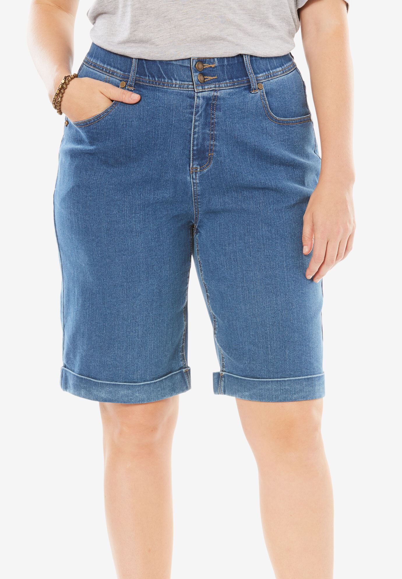woman within denim shorts