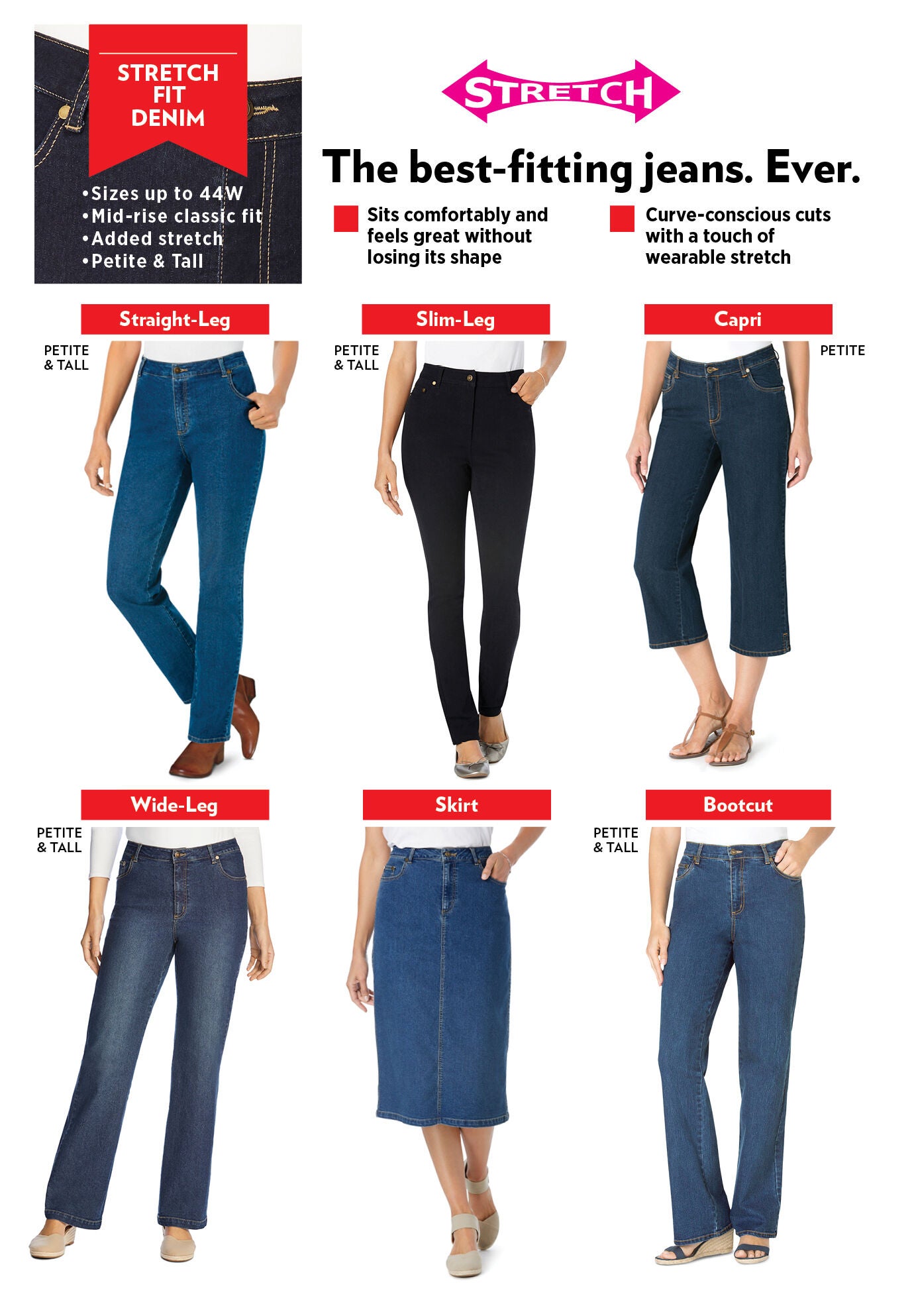 Stretch Denim 5-Pocket Straight-Leg Jeans, , alternate image number 2