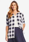 Perfect Elbow-Length Sleeve Cardigan, NAVY BUFFALO PLAID, hi-res image number null