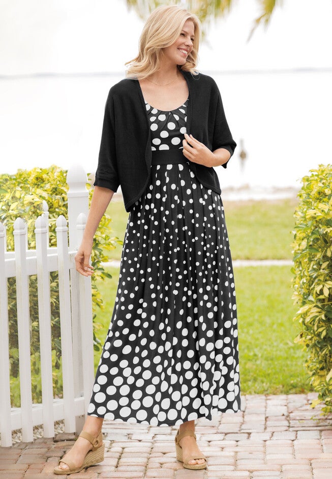 Plus Size Banded-Waist Maxi Dress, Waterfall Ombre Dot | Woman Within Plus Size Banded-Waist Maxi Dress, Waterfall Ombre Dot | Woman Within