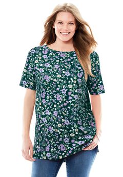 Perfect Printed Short-Sleeve Boatneck Tunic