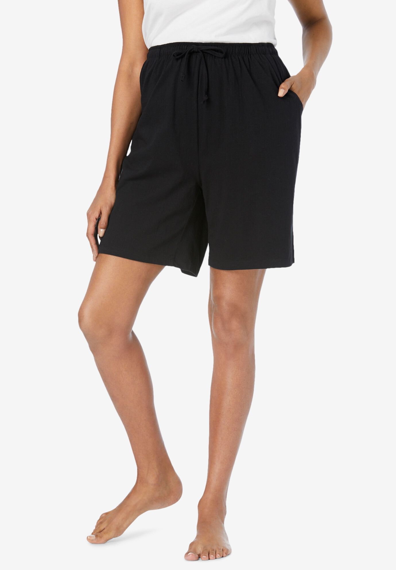 Woman within shorts outlet
