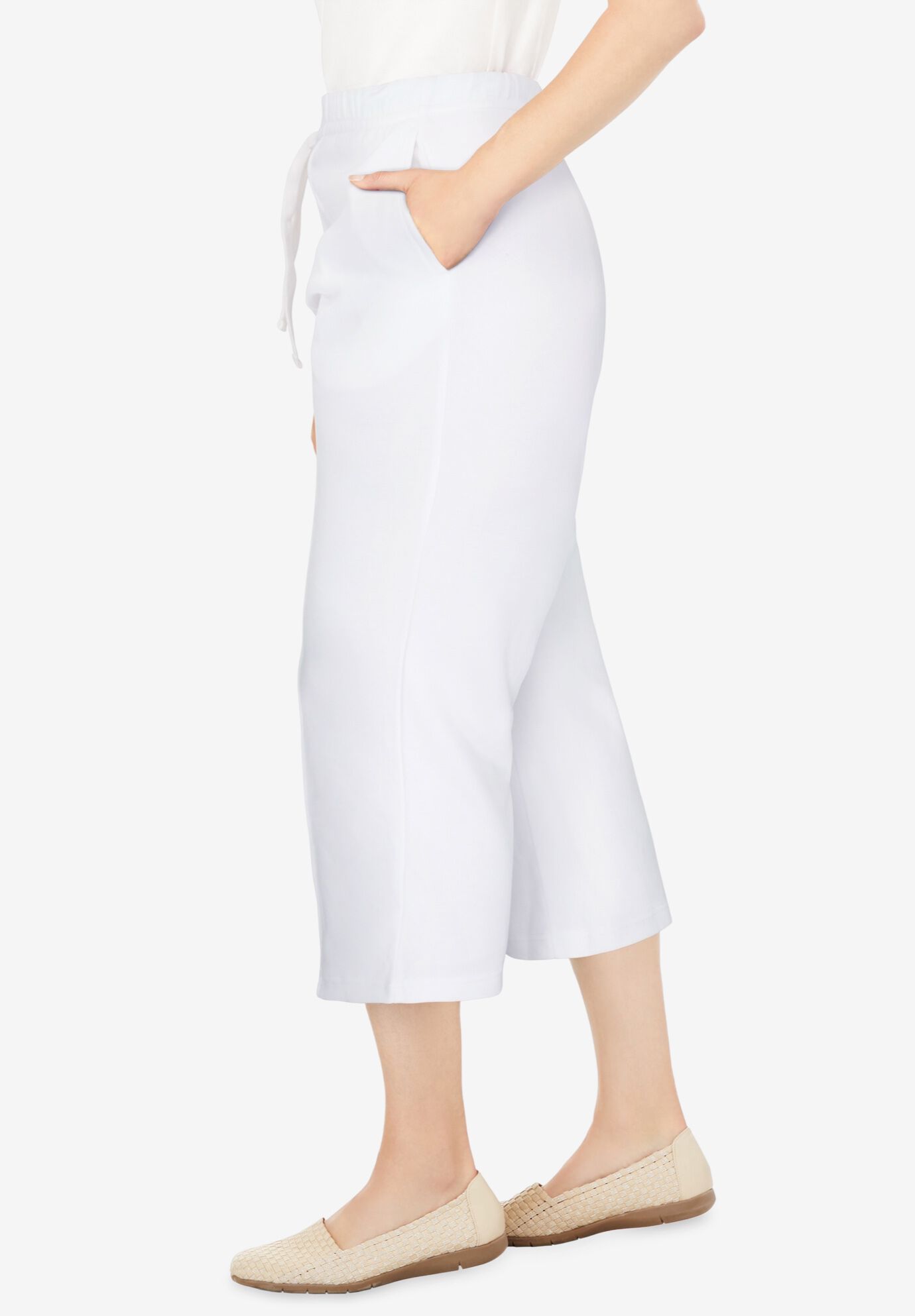 Easy Going Knit capri, WHITE, alternate image number 2