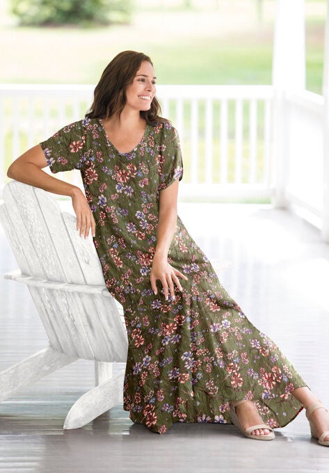 Short-sleeve Crinkle Dress, , alternate image number null