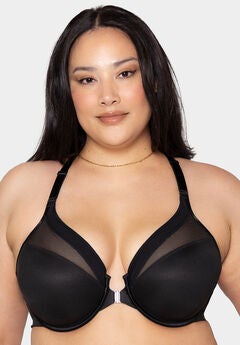 Sheer Mesh Front-Close Racerback T-Shirt Bra