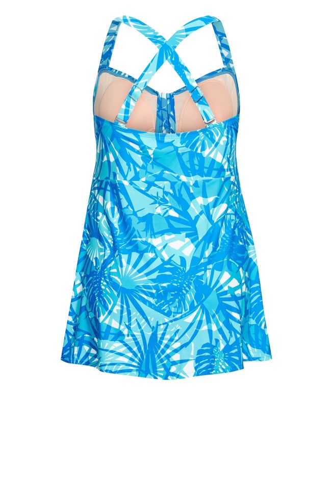 Flared Print Swim Dress, TENERIFE PALM, alternate image number null