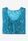 Three-Quarter Sleeve Pintucked Henley Tunic, , alternate image number null