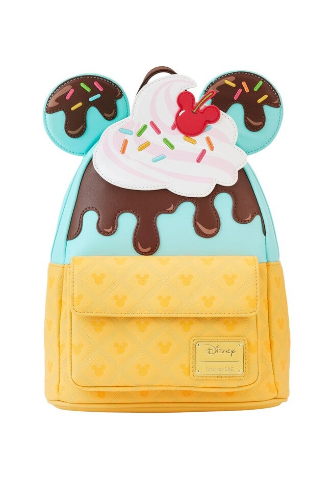Loungefly x Disney Mickey And Minnie Sweets Ice Cream Mini Backpack, BLACK, hi-res image number 0