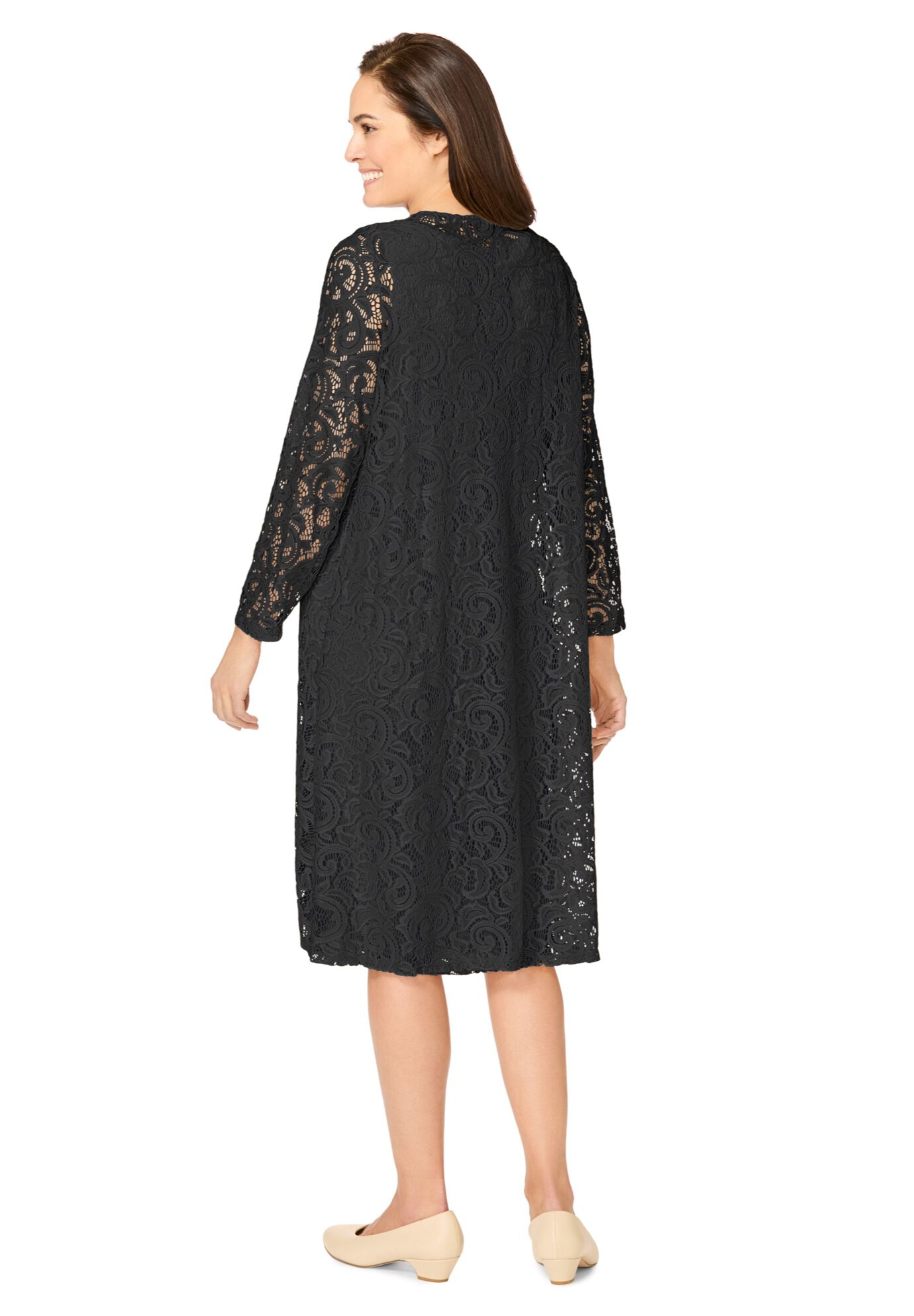 2 piece Lace Jacket Dress, BLACK, on-hover image number 1
