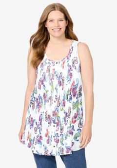 Sleeveless Pintuck Gauze Shirt