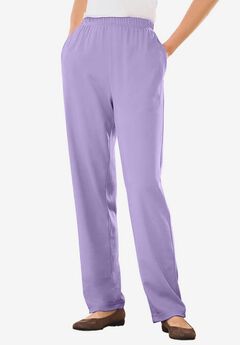 7-Day Straight-Leg Elastic-Waist Stretchy Knit Pant