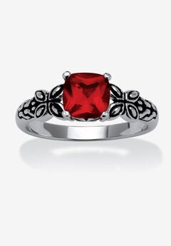 Cushion-Cut Birthstone Ring In Sterling Silver