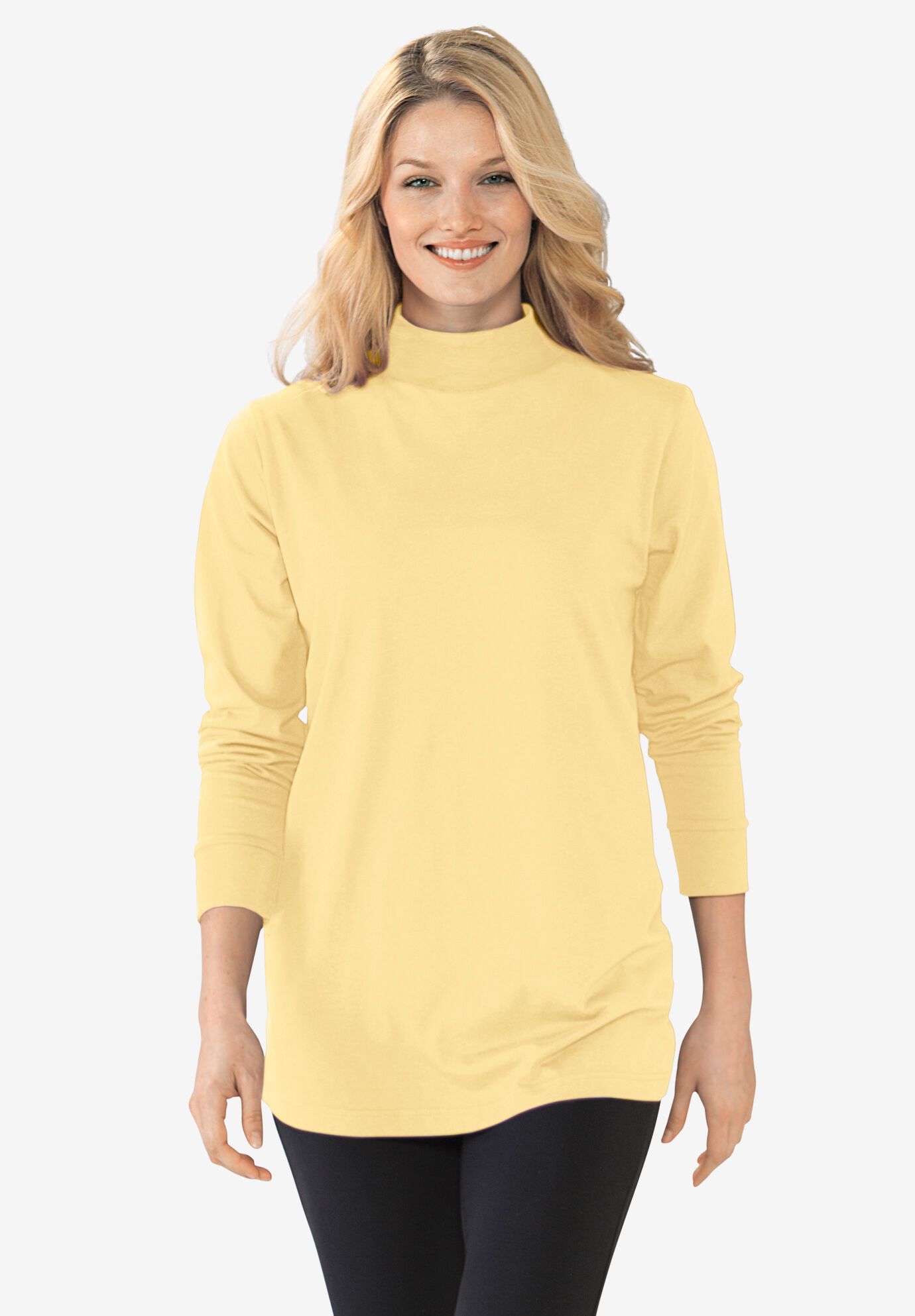 Woman within mock turtleneck outlet