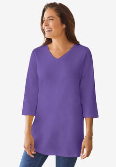 Perfect Three-Quarter Sleeve V-Neck Tunic