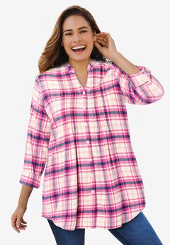 Pintucked Flannel Shirt