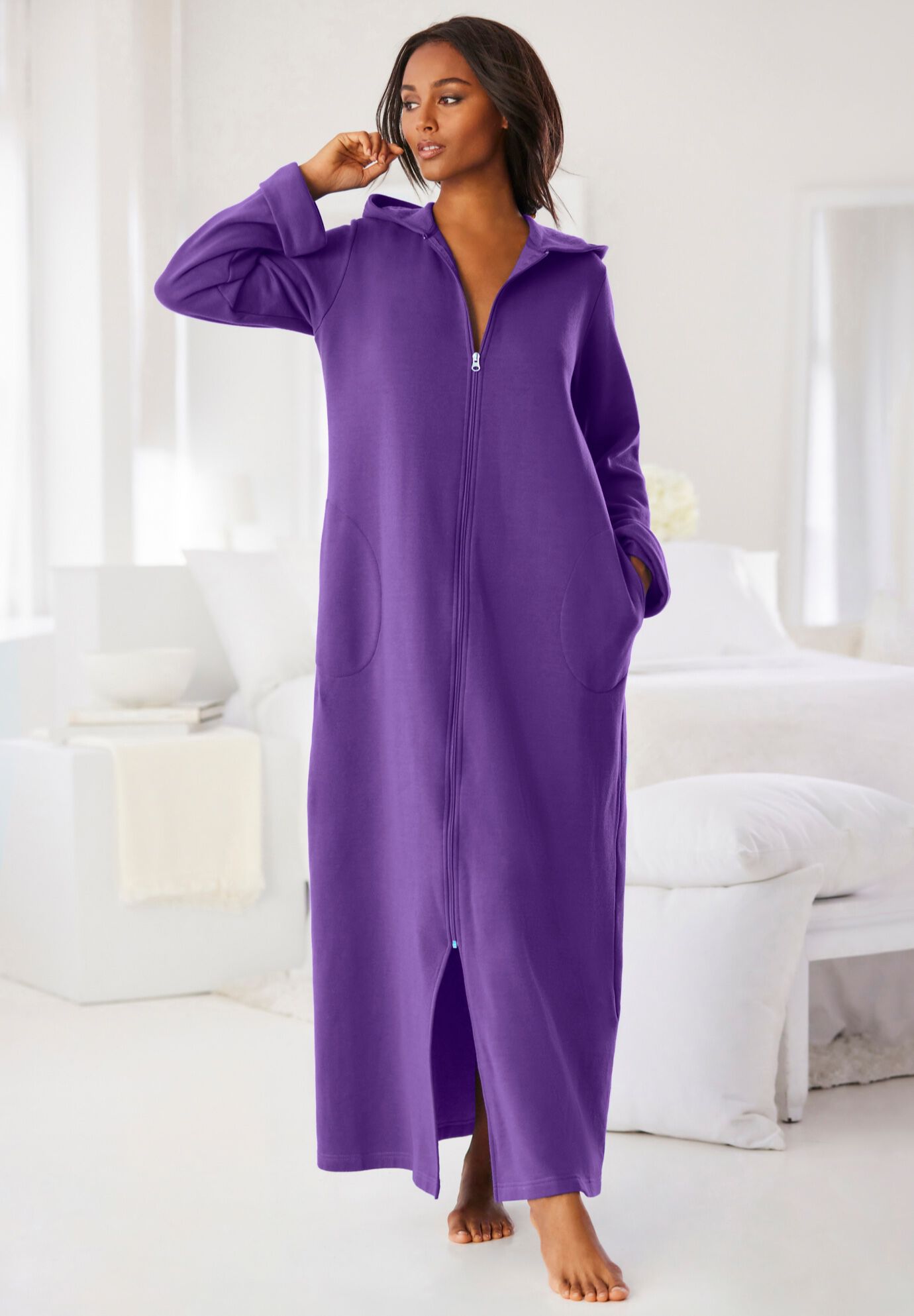 Zip up sweatshirt robe top