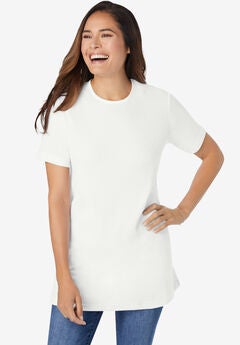 Plus Size White Cotton Tops
