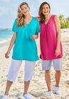 Perfect Sleeveless Shirred V-Neck Tunic, , alternate image number null