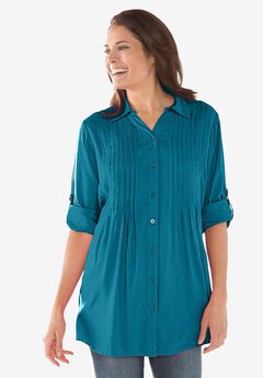 Rayon 7-Day Pintucked Tunic Blouse