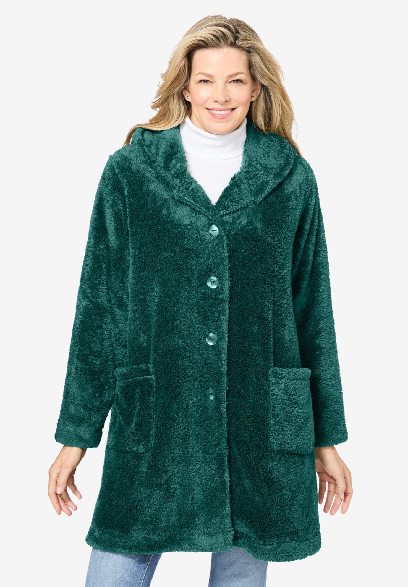 Fleece swing coat plus size clearance