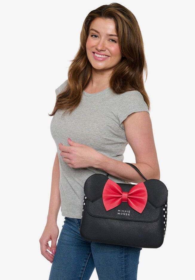 Loungefly X Disney Minnie Mouse Crossbody Purse With Ears And Bow, BLACK, alternate image number null