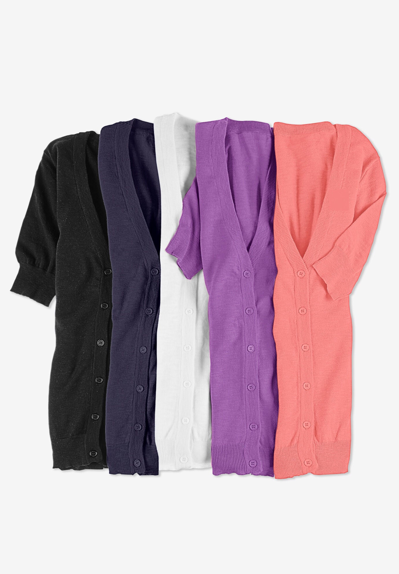 Short Sleeve V Neck Cardigan Woman Within