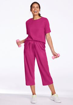 7-Day Elastic-Waist Stretchy Knit Capri