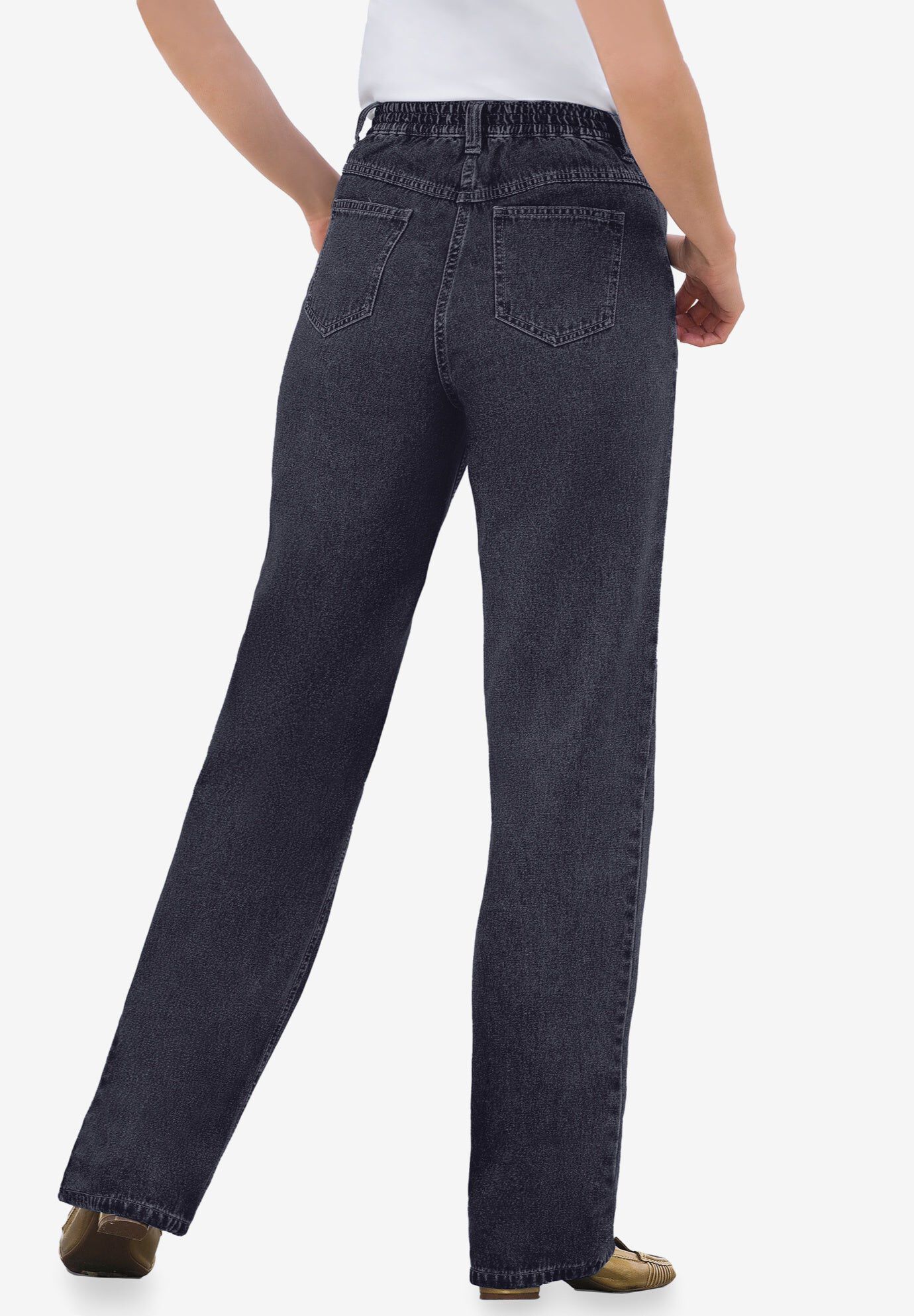 Perfect Back-Elastic Gap-Free Straight-Leg Cotton Jeans, INDIGO, hi-res image number 0