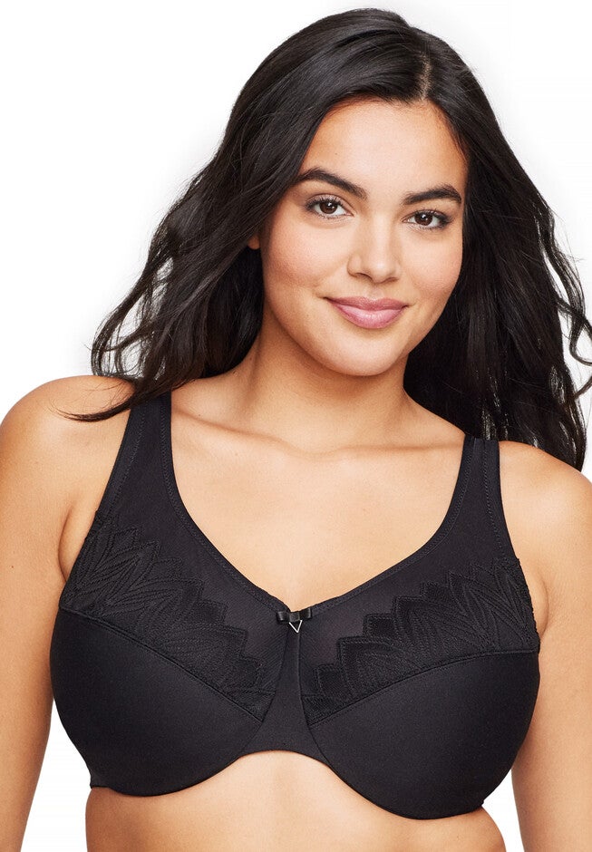 Full Figure Plus Size Wonderwire Minimizer Underwire 9003 Bra, BLACK, hi-res image number 0