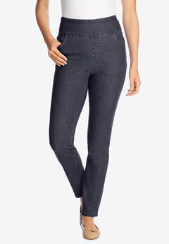Flex-Fit Slim-Leg Pull-On Gap-Free Stretch-Denim Jeans