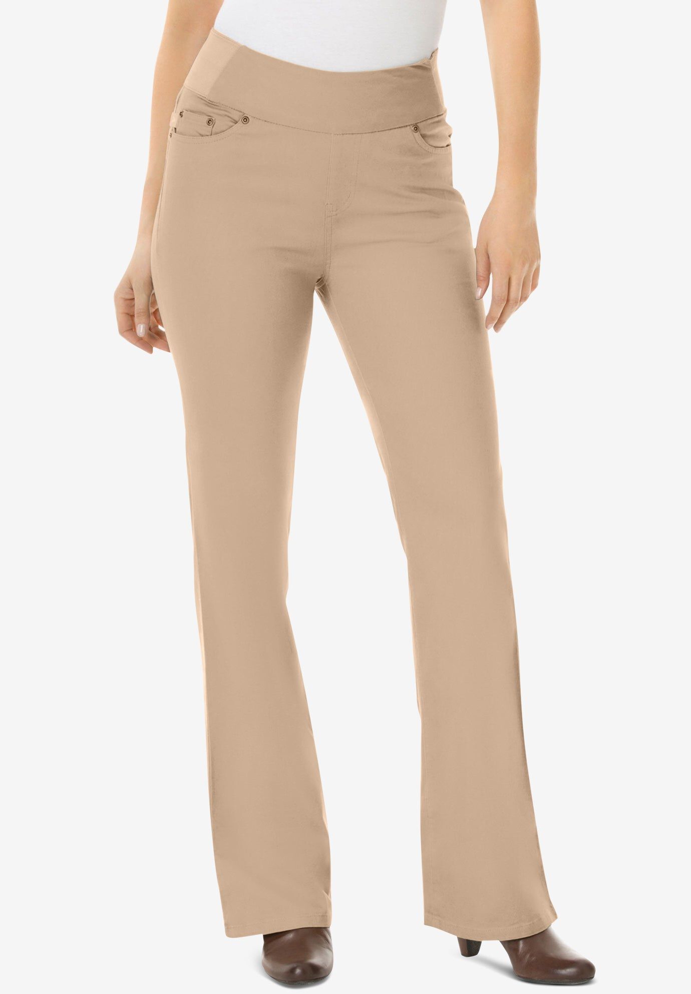Flex-Fit Pull-On Bootcut Gap-Free Stretch Denim Jeans, NEW KHAKI, hi-res image number 0