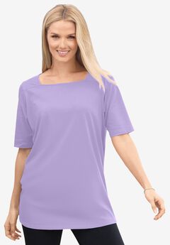 Perfect Elbow-Sleeve Square-Neck Tee